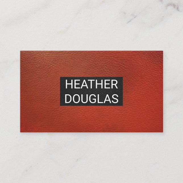 Black Red Leather Background Business Card (Front)