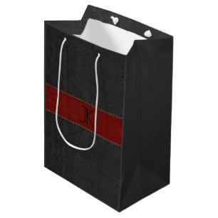 Black & Red Leather Design Medium Gift Bag