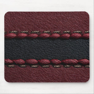 Black & Red Leather Effect Mouse Mat