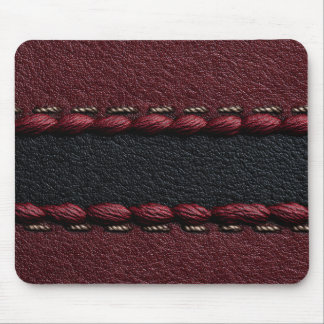 Black & Red Leather Effect Mouse Mat