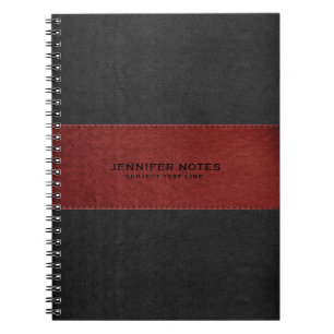 Black & Red Leather Texture Print Notebook