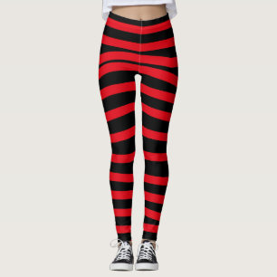 black red line graphic heart leggings