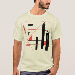 Black Red Lines Shapes Geometric Abstract MCM Look T-Shirt