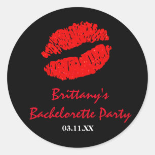 Black & Red Lips Kiss Party Favour Sticker