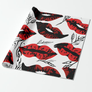 Black & Red Lips Valentine Wrapping Paper