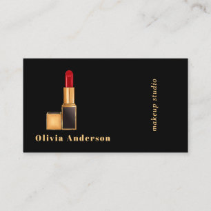 Black Red Lipstick Makeup Artist MUA Beauty Business Card