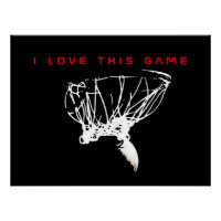 Black & Red Love Basketball Game Perfect Poster