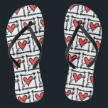 Black & Red Love Heart Flip Flops<br><div class="desc">Love heart wedding flip flops.</div>