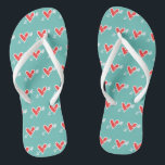 Black & Red Love Heart Flip Flops<br><div class="desc">Love heart wedding flip flops.</div>