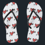 Black & Red Love Heart Flip Flops<br><div class="desc">Love heart wedding flip flops.</div>