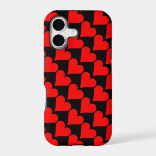 Black red love hearts case