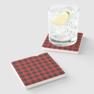 Black Red Lumberjack Classic Plaid Fashionable Stone Coaster