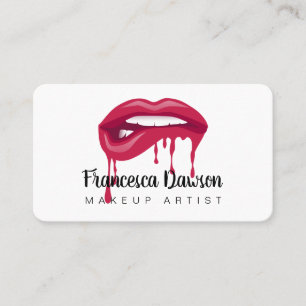 Black & Red Make Up Artist Lips Business Cards