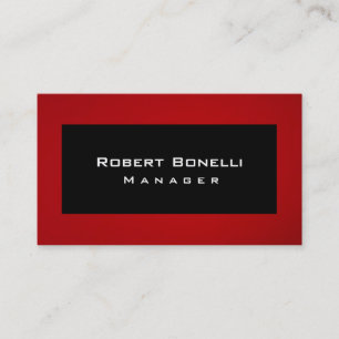 Black Red Manager Modern Plain Business Card