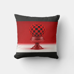 Black & Red Mandy Ball On Metallic Rose Base Cushion