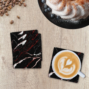  Black Red Marble Coaster Set