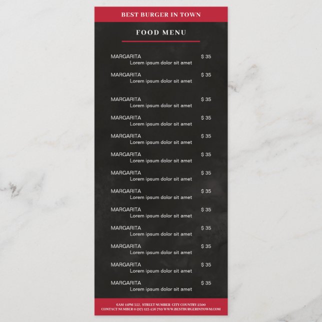 Black, red menu (Front)