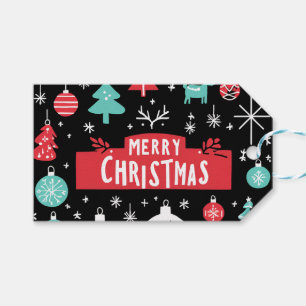 Black & Red Merry Christmas Stylish Gift Tags