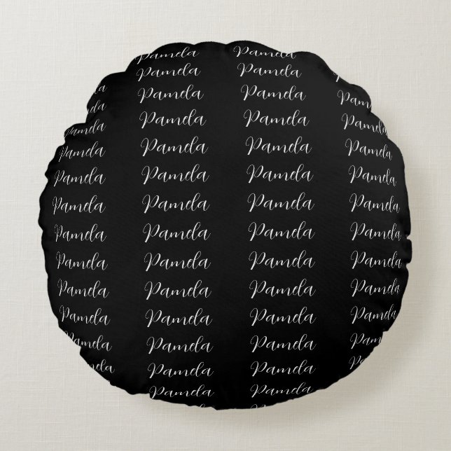 Black Red Minimalist Add Name Personalised Round Cushion (Front)