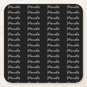 Black Red Minimalist Add Name Personalised Square Paper Coaster