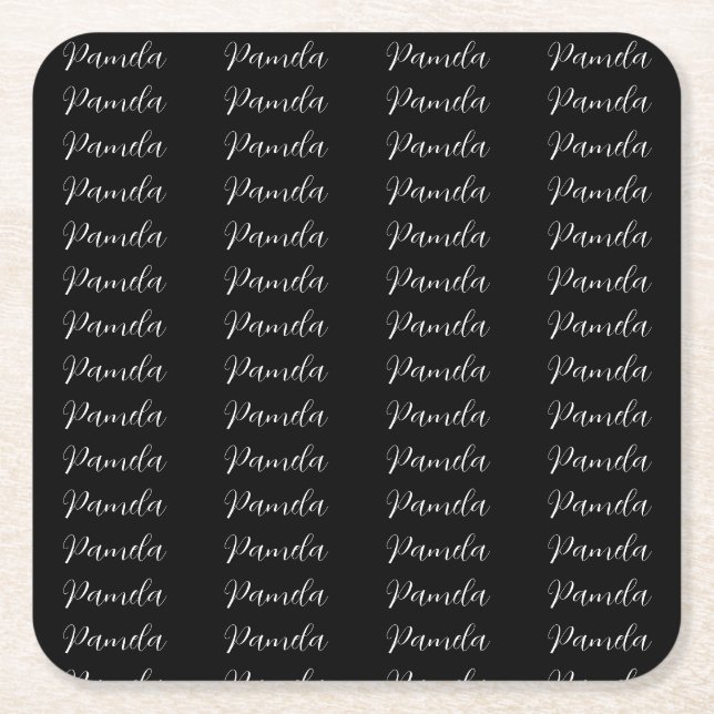 Black Red Minimalist Add Name Personalised Square Paper Coaster (Front)