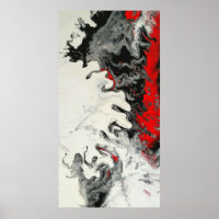 Black Red Modern Abstract Fluid Art