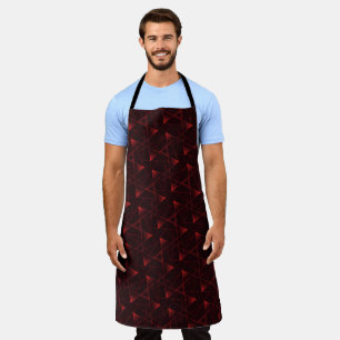 Black Red Modern Abstract Geometry Elegant Pattern Apron