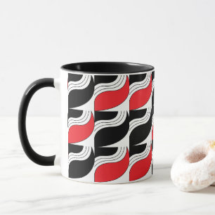Black Red Modern Geometric Pattern      Mug