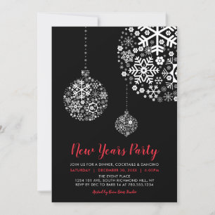 Black & Red, Modern New Years Eve Party Invitation