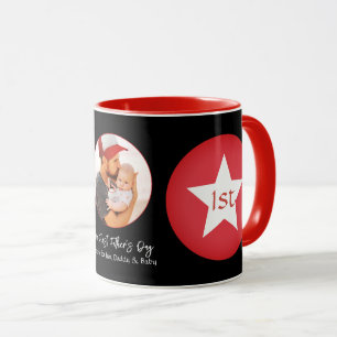 Black Red Modern Simple Cool Dad First Fathers Day Mug