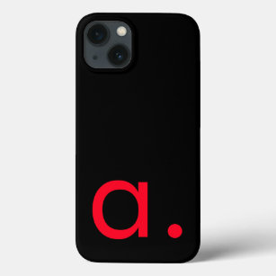 Black Red Monogram Initial Letter Modern Plain Case-Mate iPhone Case