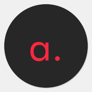 Black Red Monogram Initial Letter Modern Plain Classic Round Sticker