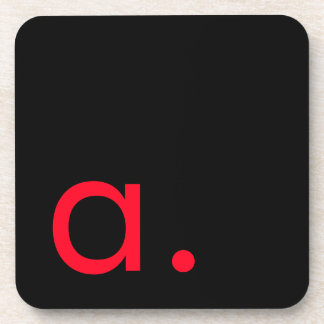 Black Red Monogram Initial Letter Modern Plain Coaster