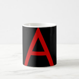 Black Red Monogram Initial Letter Modern Plain Coffee Mug