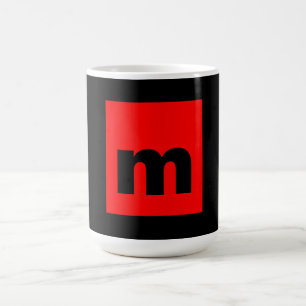 Black Red Monogram Initial Letter Modern Plain Coffee Mug