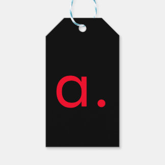 Black Red Monogram Initial Letter Modern Plain Gift Tags