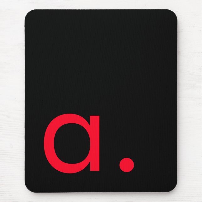 Black Red Monogram Initial Letter Modern Plain Mouse Mat (Front)
