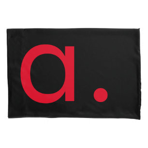 Black Red Monogram Initial Letter Modern Plain Pillowcase