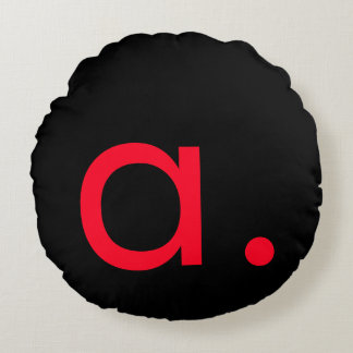 Black Red Monogram Initial Letter Modern Plain Round Cushion