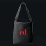Black red monogram initials elegant modern crossbody bag<br><div class="desc">A classic chic black background. Personalise and add your monogram initials written with red block letters. Modern,  trendy and simple.</div>