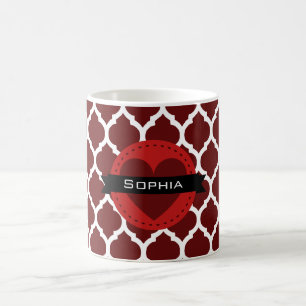Black Red Moroccan Lattice Pattern Coffee Mug