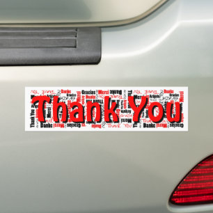 Black Red Multilingual Thank You Collage Template Bumper Sticker