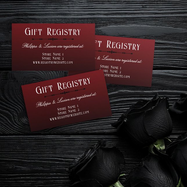 Black Red Ombre Goth Wedding Gift Registry Enclosure Card (Creator Uploaded)