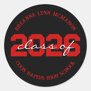 Black & Red Personalised Graduation Stickers