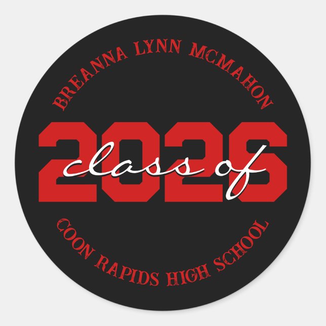 Black & Red Personalised Graduation Stickers (Matching Envelopes, Return Address Labels & Envelope Seals)