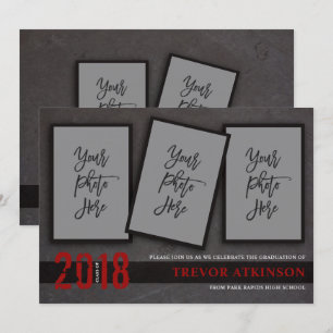 Black & Red Photo Boy Graduation Announcement