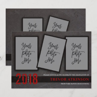 Black & Red Photo Boy Graduation Announcement