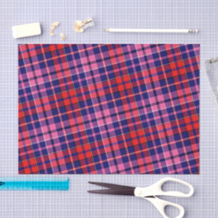 Black Red Pink Plaid Tartan Design  Tissue Paper