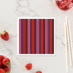 Black Red Pink Vertical Stripes Design Classic Napkin