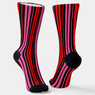 Black Red Pink Vertical Stripes Design Classic Socks